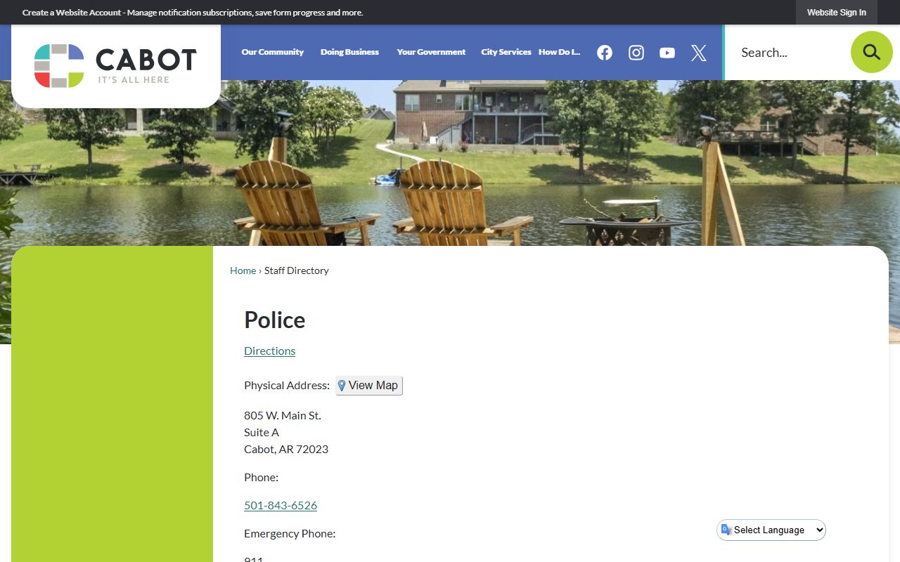 Cabot Police Department staff directory for arrest records