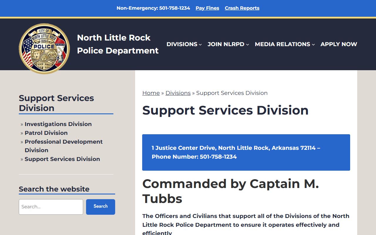 North Little Rock Support Services arrest records unit