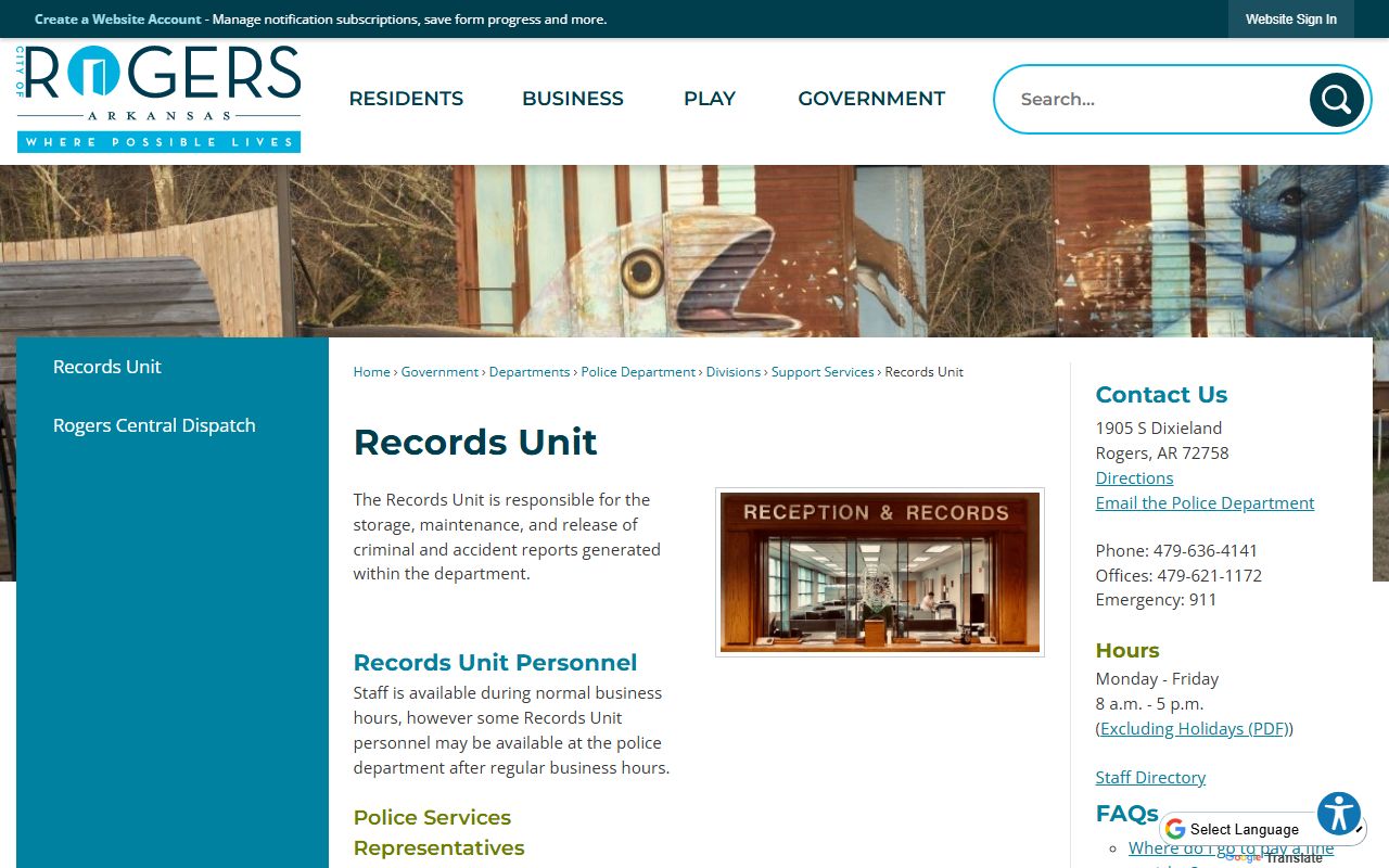Rogers Records Unit arrest records