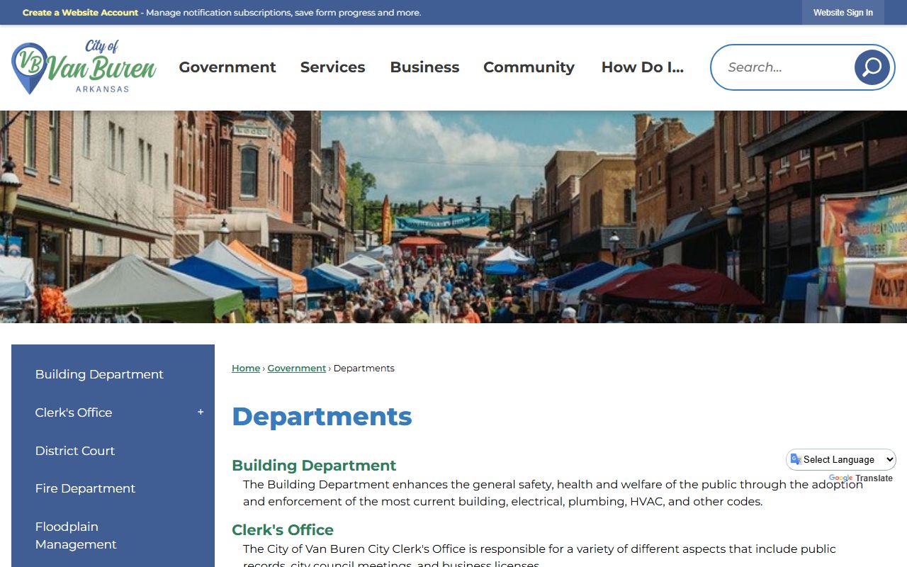 Van Buren city departments arrest records and court