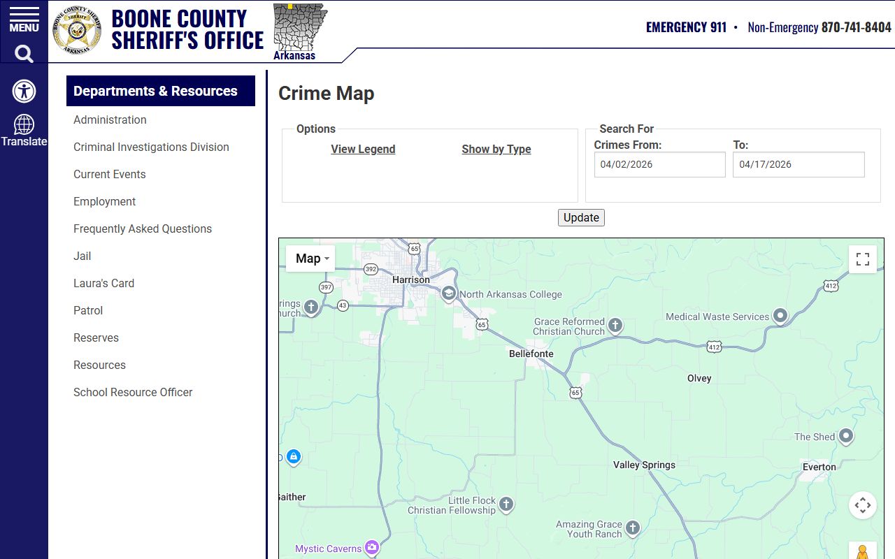 Boone County crime map arrest records