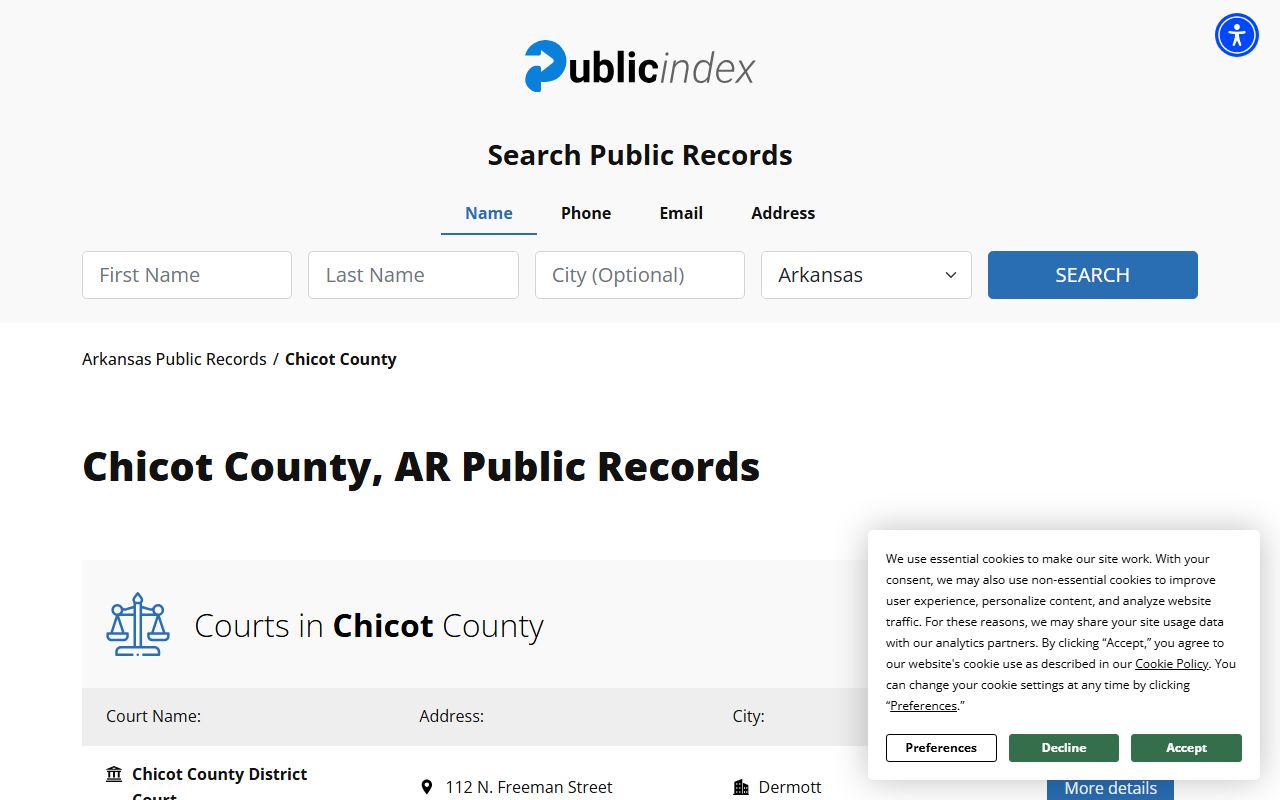 Arkansas Public Index Chicot County arrest records search
