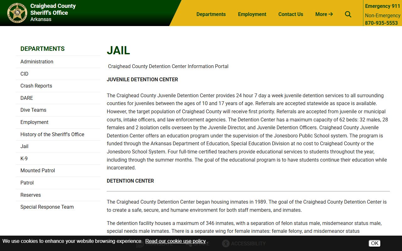 Craighead County Jail information arrest records page