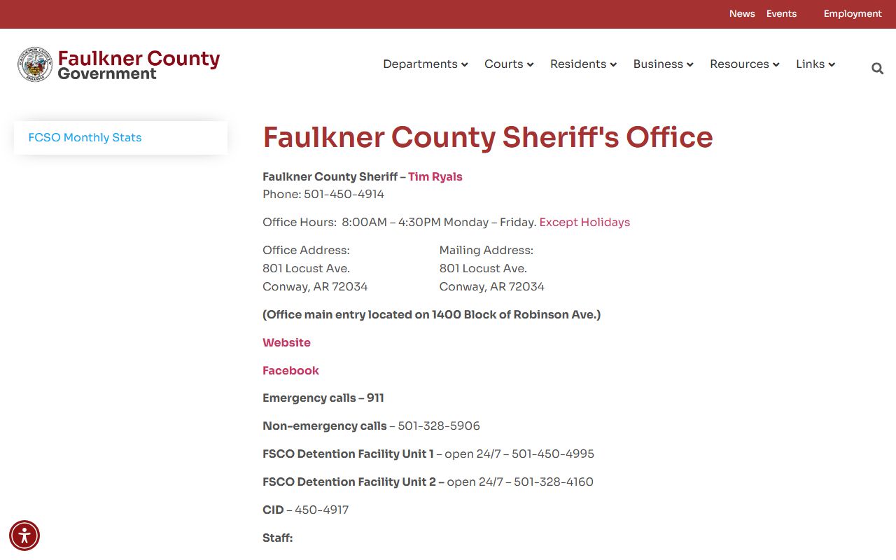 Faulkner County arrest records sheriff's office jail information