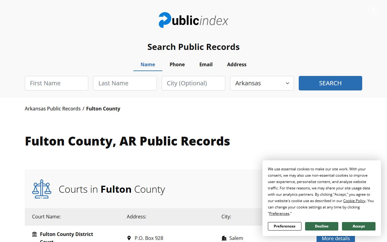 Fulton County Arkansas arrest records public index search