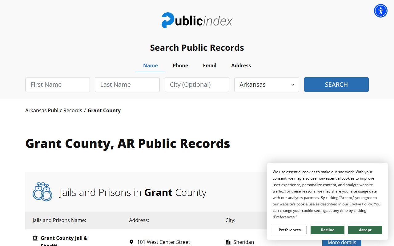 Grant County Arkansas arrest records public index court search