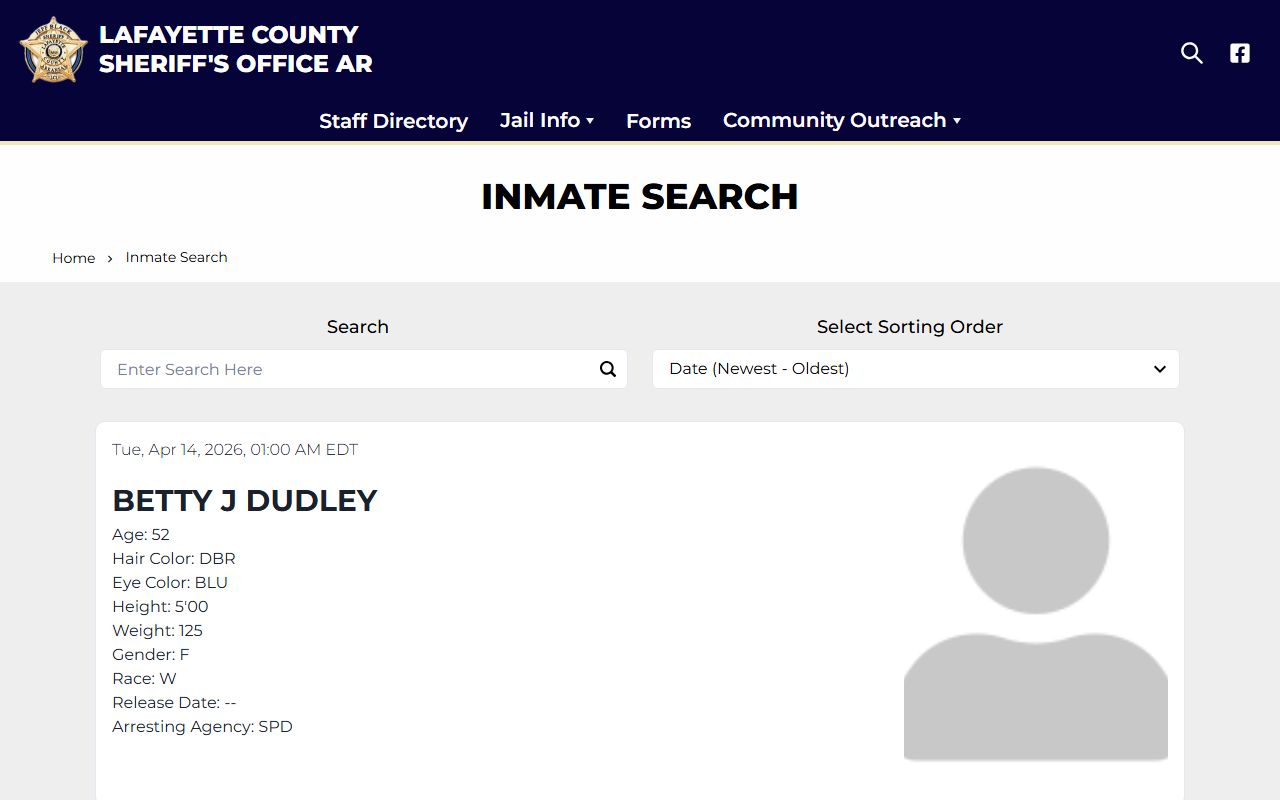Lafayette County arrest records sheriff inmate search