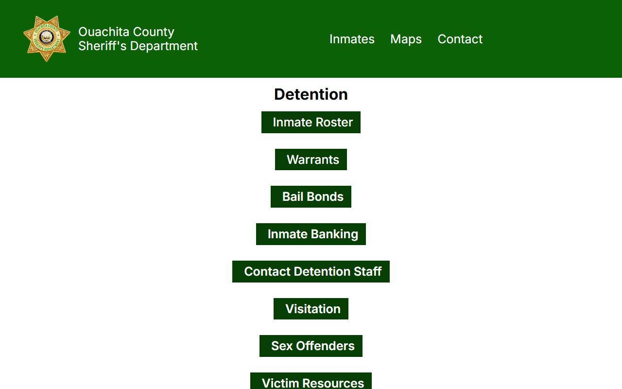 Ouachita County Sheriff's Office detention arrest records landing