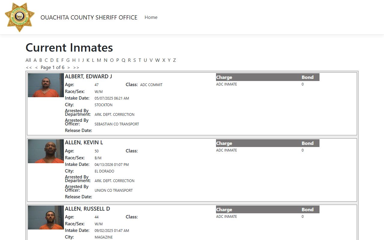 Ouachita County Detention Center ISOMS arrest records portal