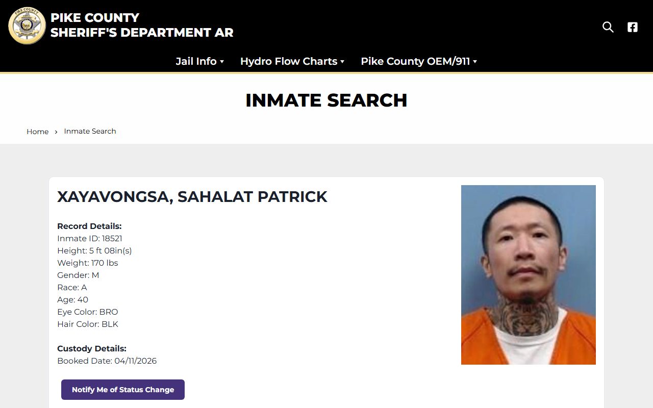 Pike County Sheriff's Office inmate search arrest records