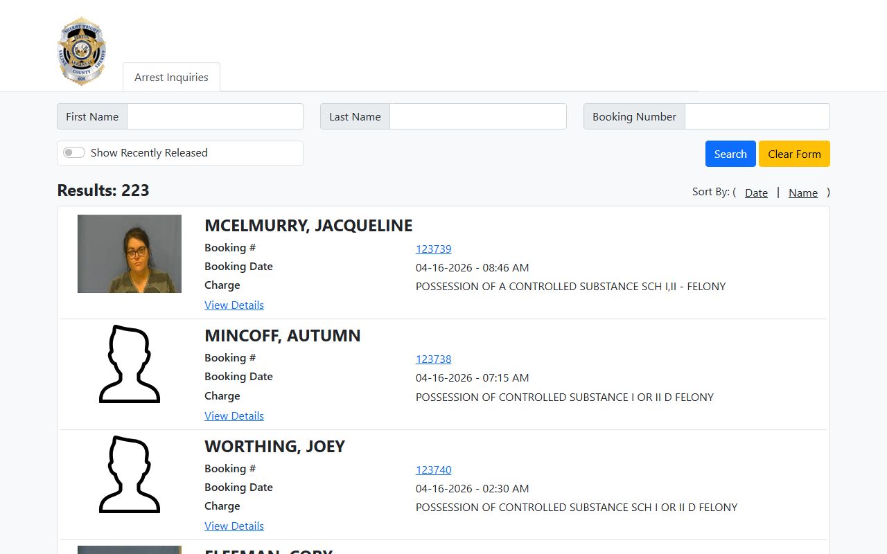 Saline County Detention Center arrest records booking search