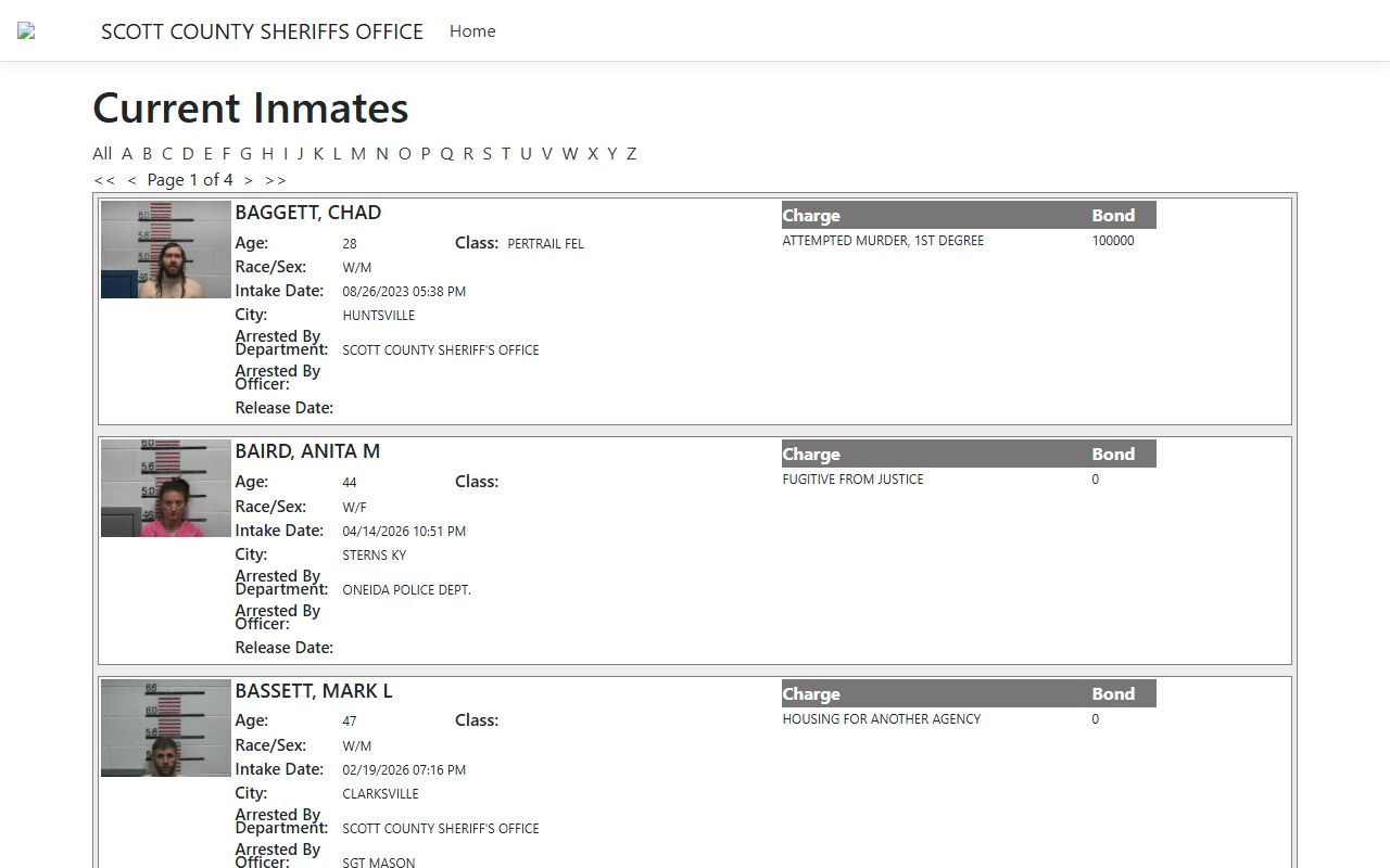 Scott County Sheriff ISOMS arrest records portal