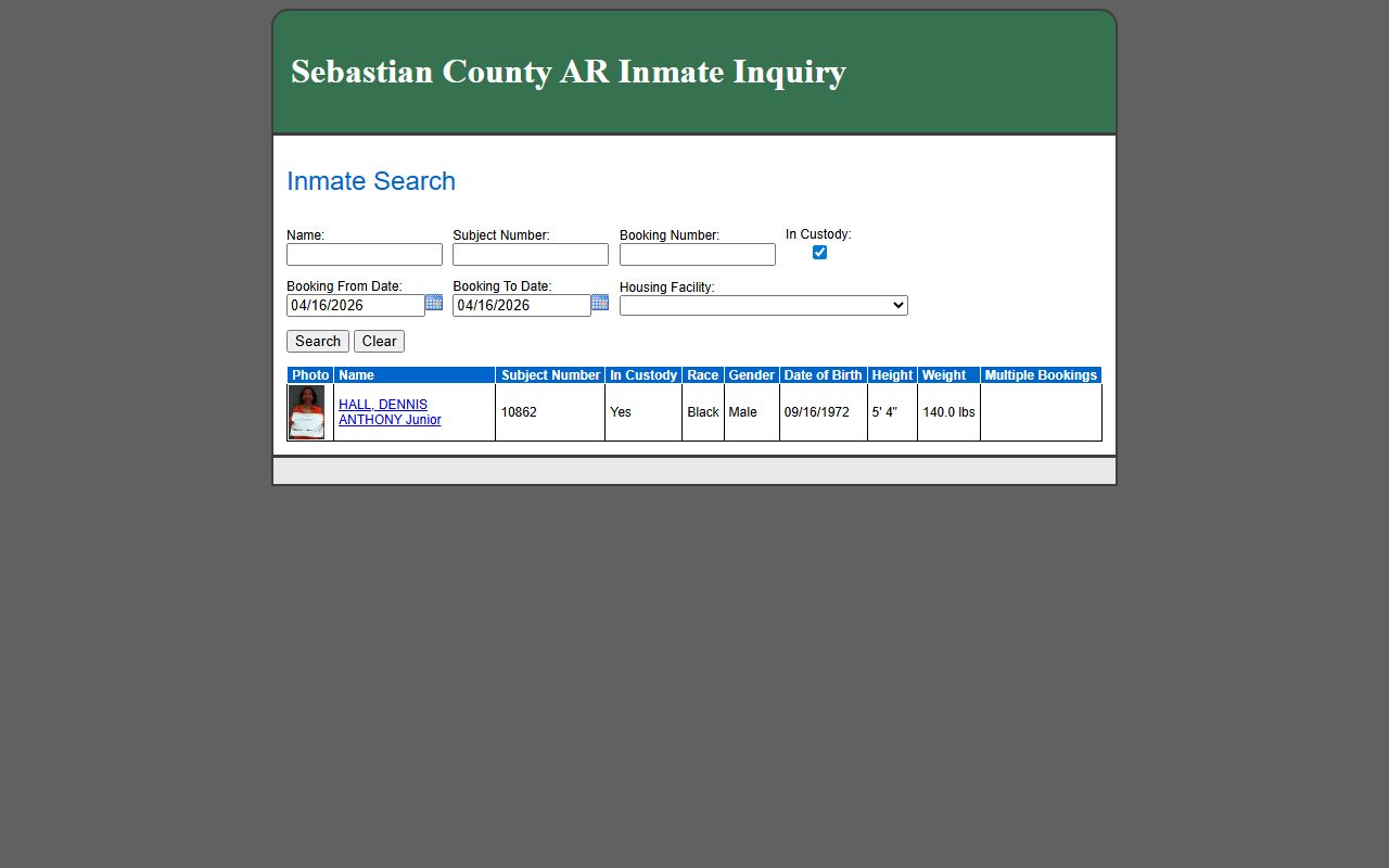 Sebastian County arrest records inmate search portal NewWorld